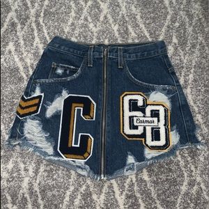 LF Denim patch jean skirt